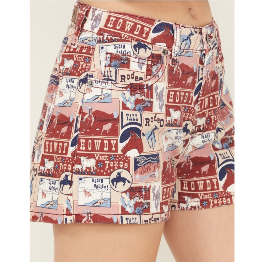 Rock & Roll Denim Americana Print Shorts